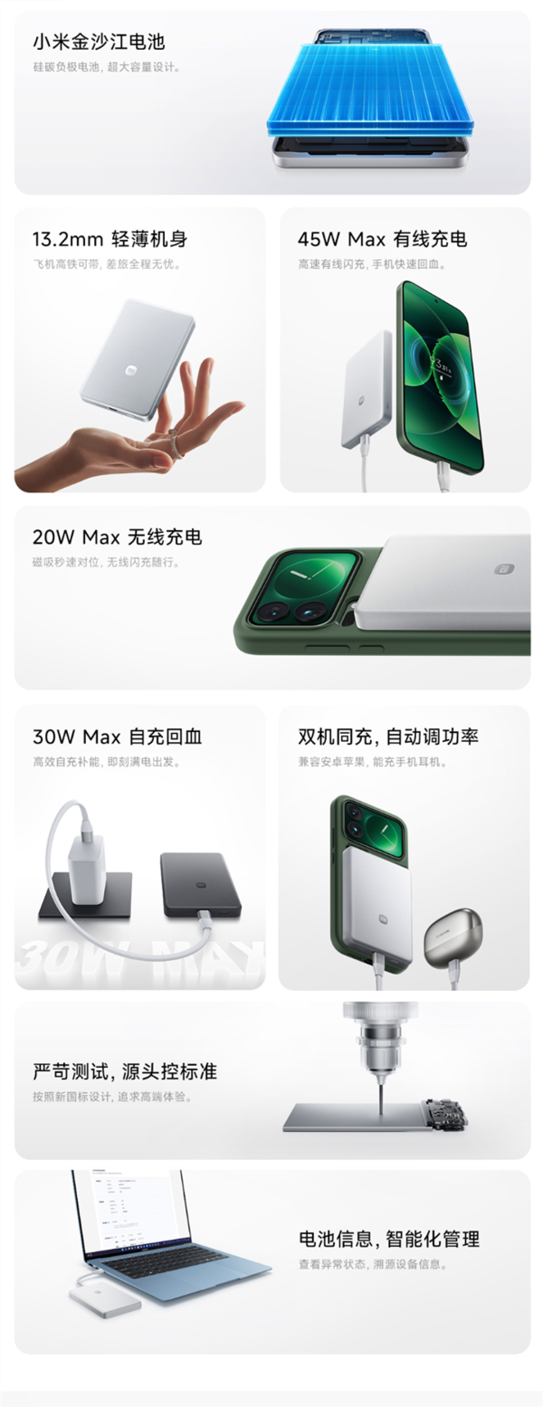 雷军推荐新款小米金沙江充电宝：13.2mm超薄磁吸10000mAh