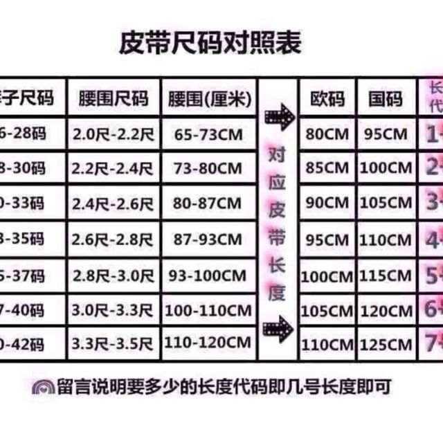 皮带尺码怎么选
