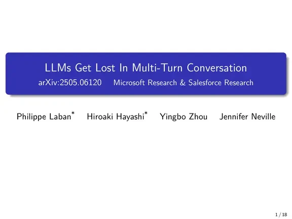 【ICLR 2026 Best Paper】LLM多轮对话就会迷路｜性能暴降39%