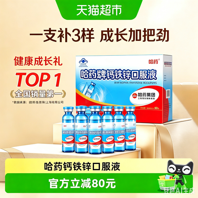 👶 娃的成长刚需｜哈药钙铁锌口服液，一支搞定 3 种营养！