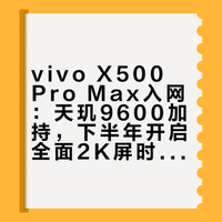 vivo X500 Pro Max也已超前入网，天玑9600(Pro)+6.85英寸 2K直屏。也是vivo下半年重点机型，这样今年vivo X500系列就有三杯。年底，Neo 12、iQOO 16、X500 Pro Max，全面2K。