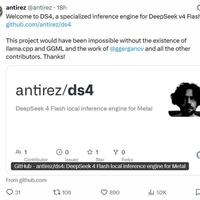 如何看待antirez选中DeepSeek V4 Flash