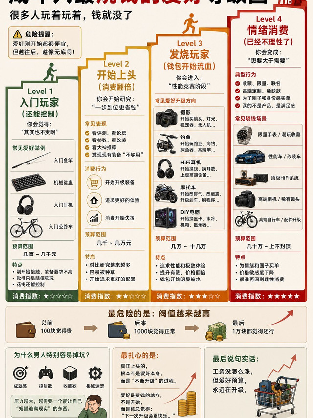 成年人最烧钱的爱好等级图：很多人玩着玩着，钱就没了