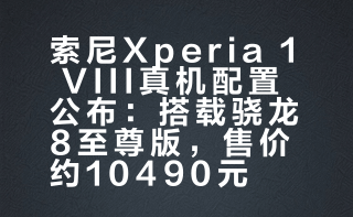 来感受下吧，这就是索尼Xperia 1 VIII真机，正面6.5英寸1080P OLED直屏，搭载第五代骁龙8至尊版处理器，内置5000mAh电池，支持30W有线 + 15W无线充电，后置4800万矩阵三摄，保留3.5mm耳机孔，12 + 256GB卖12099港币（约人民币10490元）。讲道理，这价格你们会买吗？