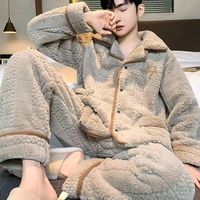 秋冬大码男士珊瑚绒睡衣 舒服到不想出门
