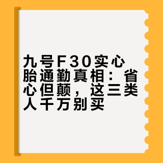 九号F30实心胎通勤真相：省心但颠，这三类人千万别买