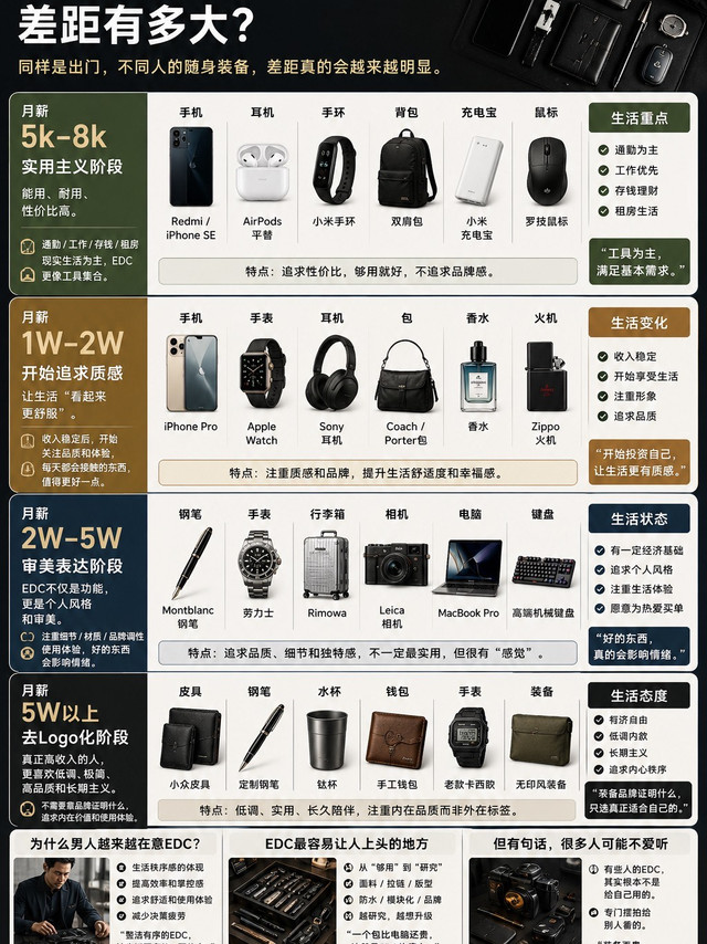 不同收入的人，EDC（每日随身装备）差距有多大？