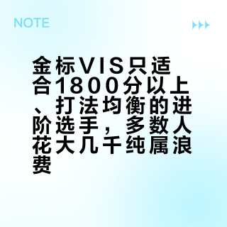 金标VIS只适合1800分以上、打法均衡的进阶选手，多数人花大几千纯属浪费