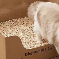 养猫必囤！OKI折叠一次性猫砂盆｜出行/留守神器，免洗不脏手