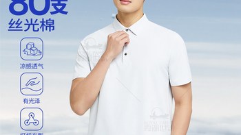 618大促｜霞湖世家80支液氨丝光凉感男士Polo衫377促销