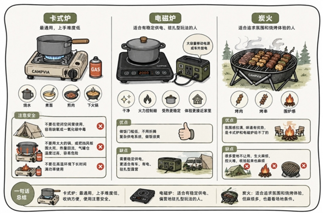 新手露营必看：卡式炉、电磁炉、明火到底怎么选？