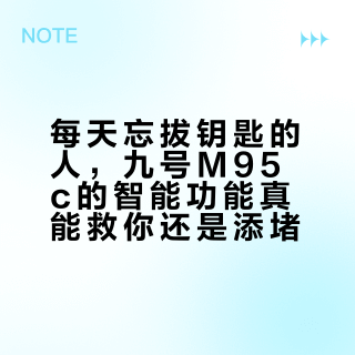 每天忘拔钥匙的人，九号M95c的智能功能真能救你还是添堵？