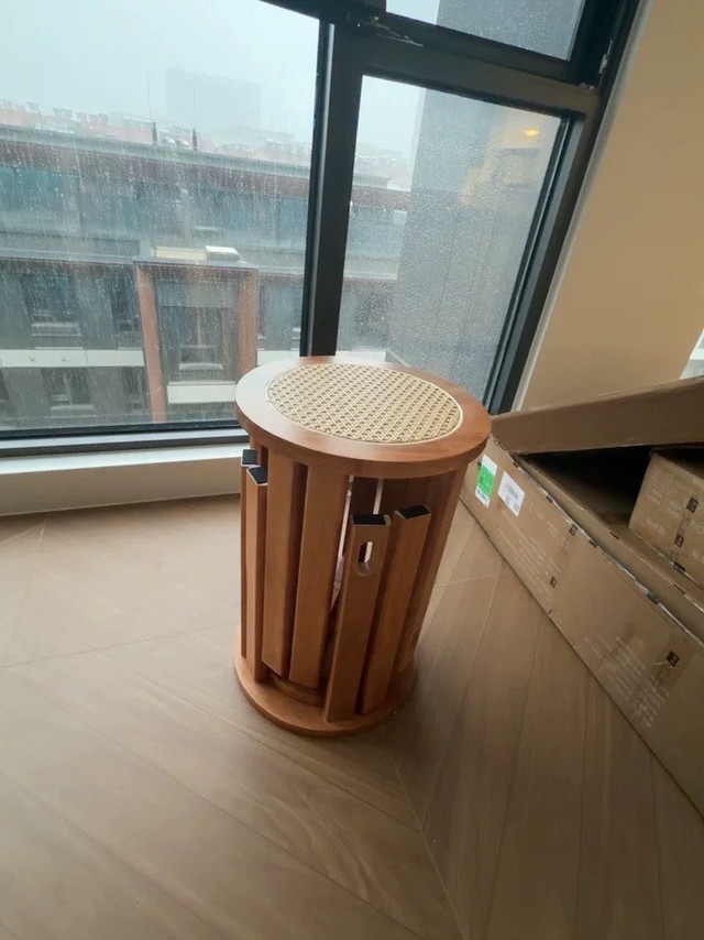 实木餐凳可叠放藤编工艺板凳多功能茶几