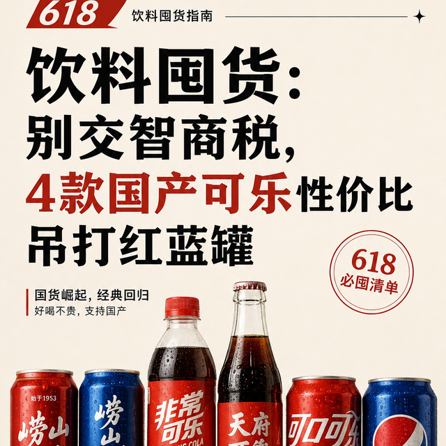 618别只囤可口百事！4款国产可乐更香，最低30元24罐