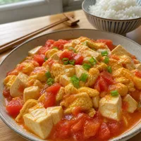 爆汁番茄滑蛋豆腐｜10分钟快手下饭菜