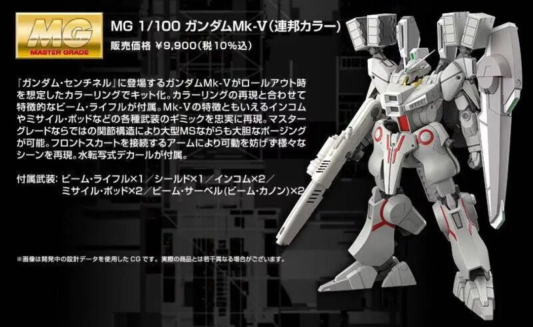 万代 MG 1/100《高达前哨战》Mk-V 联邦配色公布