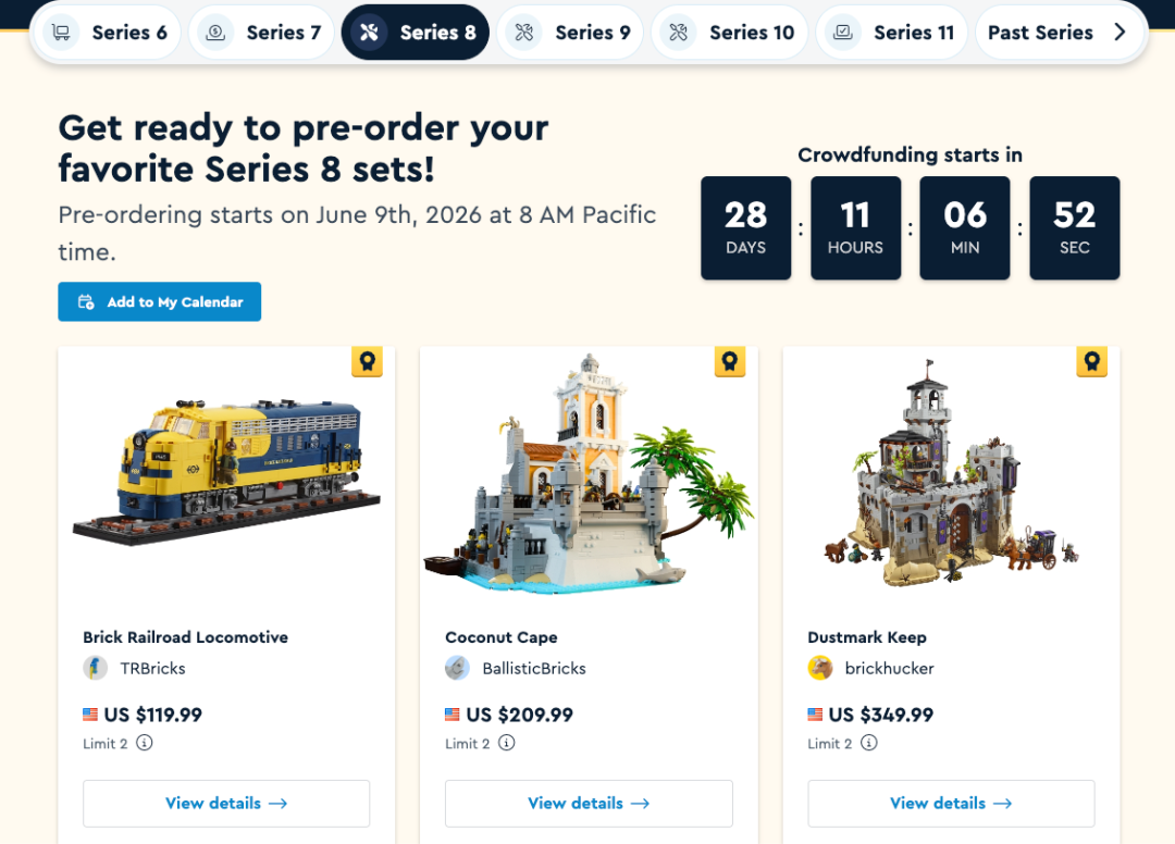 Bricklink第八轮设计师计划作品 6月9日开启预售