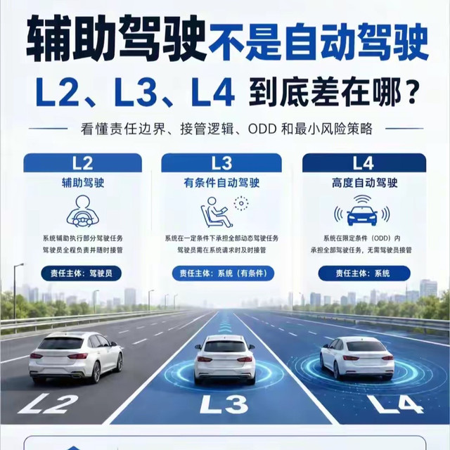别再被忽悠了！辅助驾驶≠自动驾驶，L2、L3、L4真正区别在这。