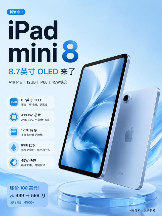 iPad mini8重磅爆料！OLED加持却涨价，小屏神机要变味？
