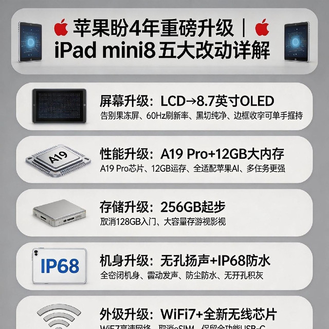 iPad mini8重磅爆料！小屏平板迎来四年大换代