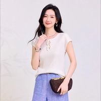 春竹桑蚕丝系带针织短袖，把温婉淑女感穿进整个春夏