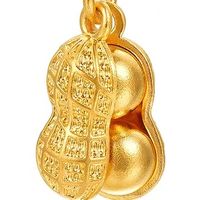 足金古法花生吊坠，典雅国风