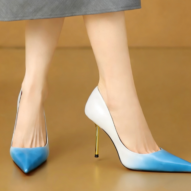👡这双白蓝晕染的高跟鞋，我穿出去被问了好几次