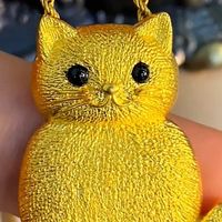 福来岛古法金橘猫吊坠