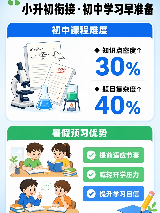 📚小升初衔接，初中学习早准备！