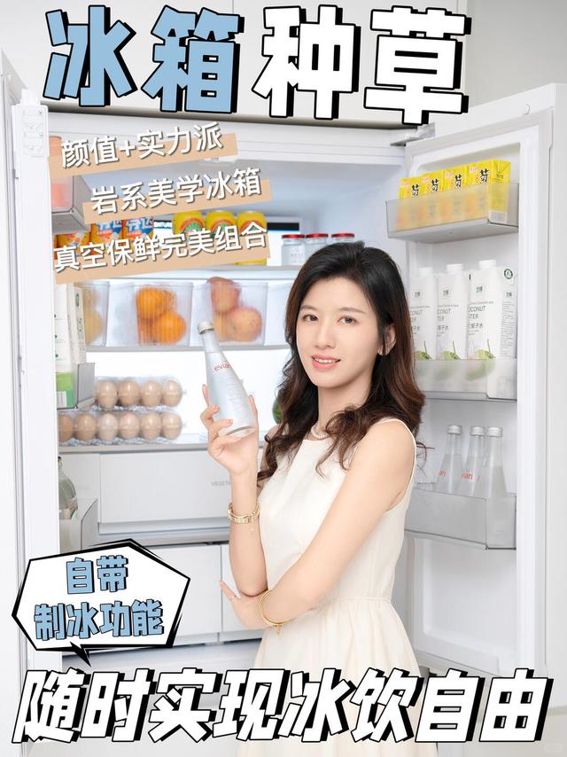 颜值+实力派｜岩系美学冰箱还能自动制冰！