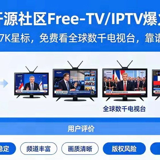 开源社区IPTV爆火：16.7K星标，免费看全球数千电视台，靠谱吗