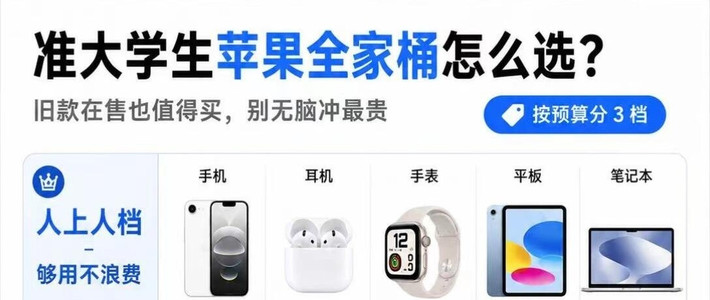准大学生苹果全家桶分级选购｜按预算抄作业不踩坑