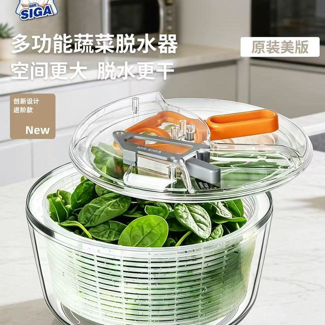🥗厨房幸福感UP！6.5L巨无霸脱水篮，沙拉炒菜再也不翻车！
