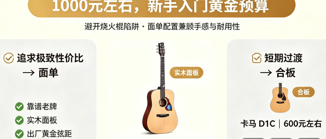 2026年1000元吉他推荐：5款热门琴横评，新手选面单看这篇就够了