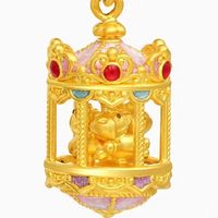 纯正足金五福马吊坠
