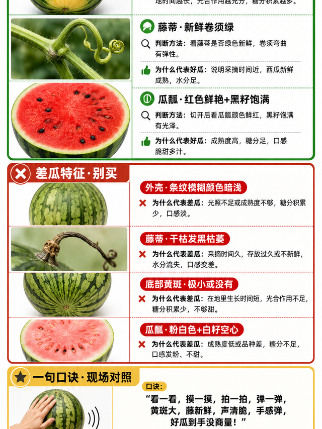 夏日挑西瓜指南，看这5个地方就知道甜不甜！