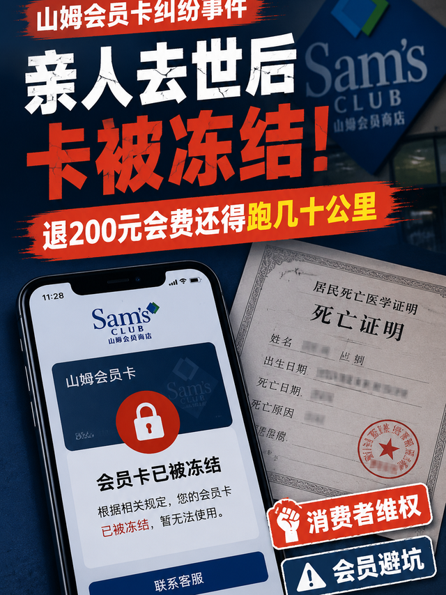 亲人去世后山姆会员卡被冻结，退200元会费还得跑几十公里？网友：太离谱