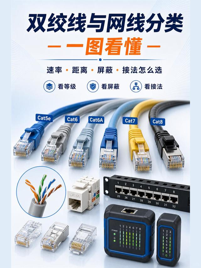 网线怎么选？Cat5e 到 Cat8 一次讲清 🔍