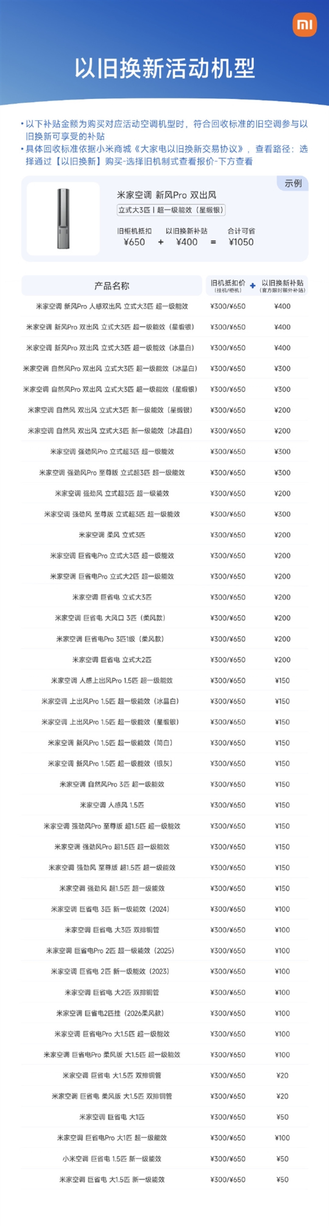 7月空调换新福利！小米补贴最高400元 一次上门送拆装全搞定