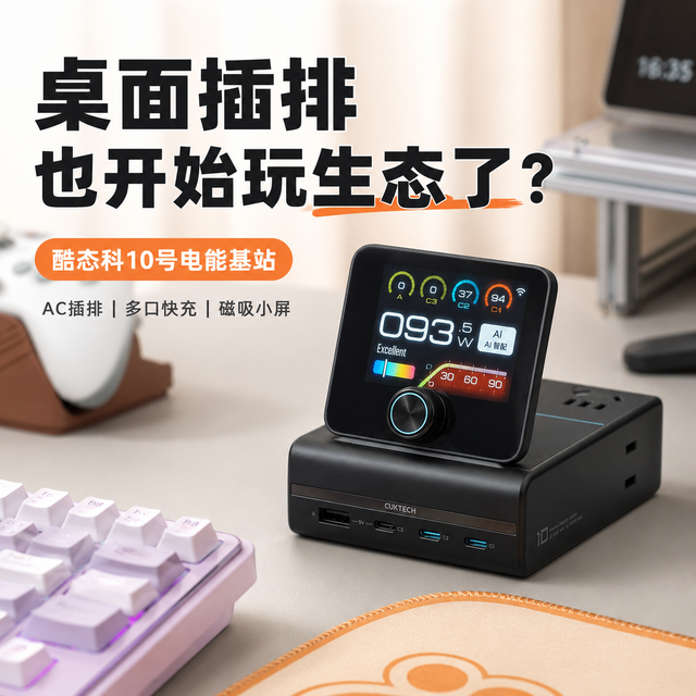 酷态科10号电能基站体验：桌面插排，也开始玩生态了