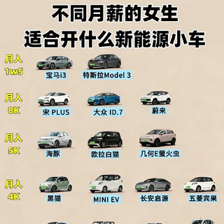 按月薪挑女生专属新能源小车|颜值代步两不误