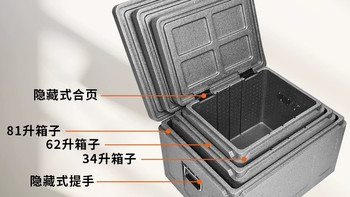 入手62L黑灰款富卢EPP保温箱，商用摆摊户外露营都合适，耐造能装
