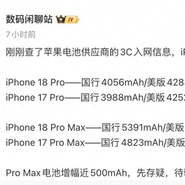 iPhone 18 Pro Max入网,续航迎来“史诗级”升级