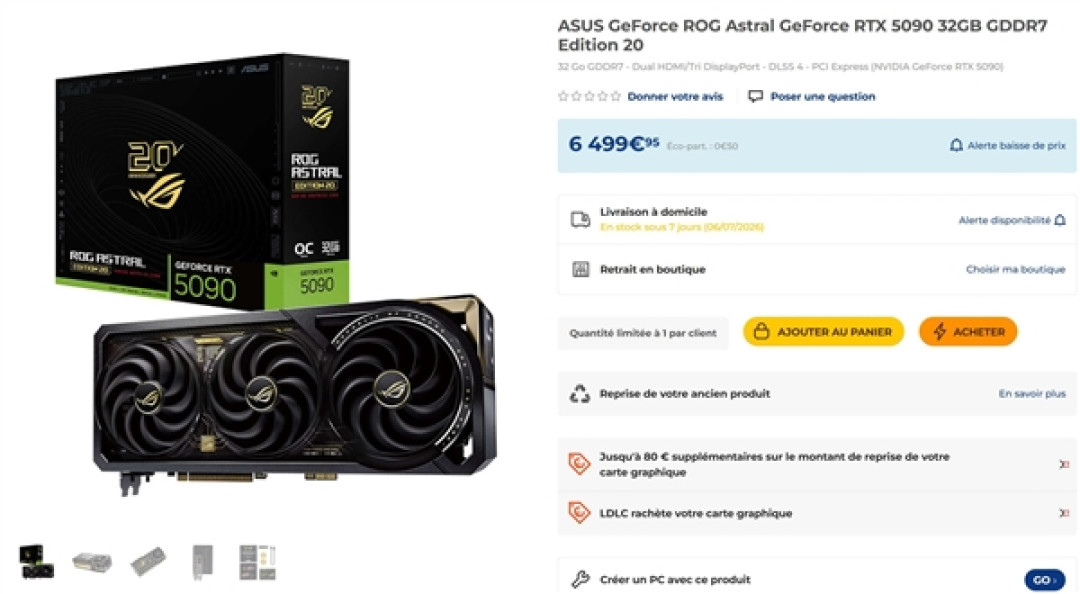 一张显卡抵一台顶配整机！ROG夜神RTX 5090 20周年版海外开售：定价超50000元