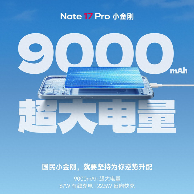 红米Note17跑分曝光,红米Note17 Pro内置9000mAh电池
