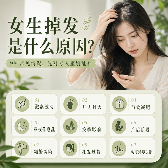 女生掉发别急着买产品：先搞清是什么原因