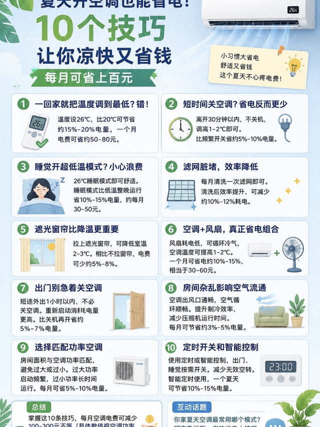 夏日空调省电攻略🔥10个窍门每月电费省百元