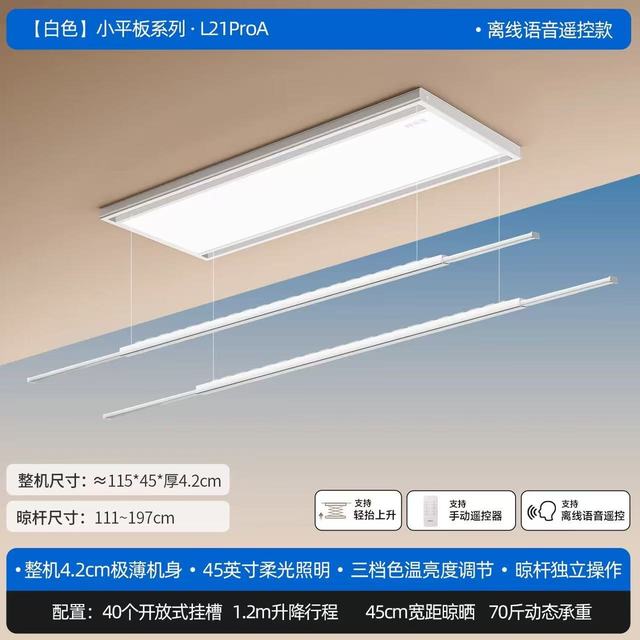 晾衣架选购 4.2cm隐形+双电机独立升降，邦先生L21Pro小平板