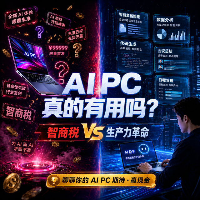 【评论有奖】#AI PC 真的有用吗# 是智商税还是生产力革命？聊聊你的 AI PC 期待赢现金