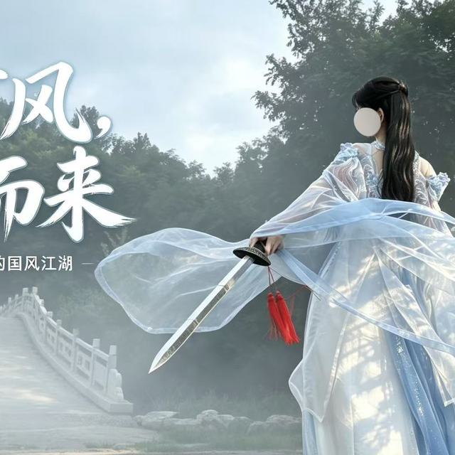 一袭蓝纱赴山海，这抹清冷仙侠裙，圆你江湖侠女梦
